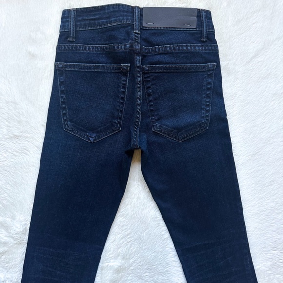 HELMUT LANG Skinny Ankle Cropped Midrise Indigo Wash Stretch Jeans - Picture 9 of 11